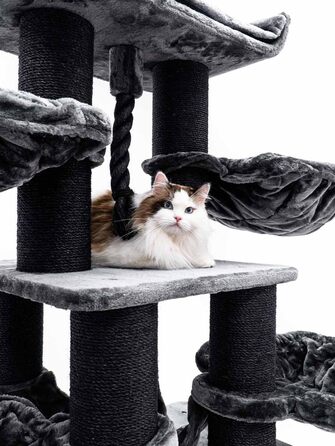 Драбина для котів Petrebels Skyline XXL, 186 см, чорна. Підходить для великих котів, таких як Мейн-кун