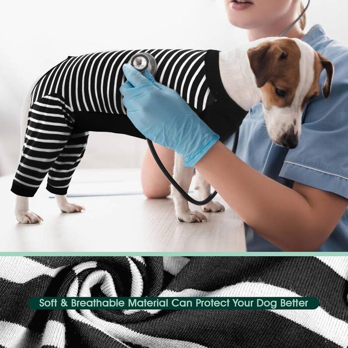 Комбінезон для собак Kuoser після операції на задніх лапах, чорний, розмір L (Back:40cm)