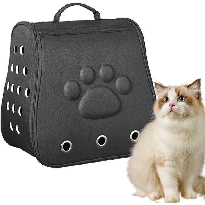 Трансформер для тварин: переноска-рюкзак для котів та маленьких собак, чорний