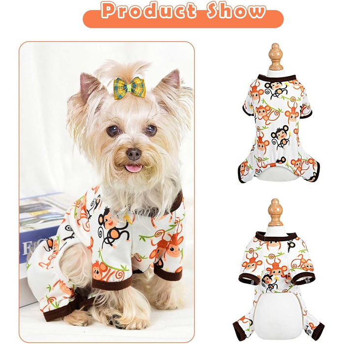 Піжама для собак Dosuyi: теплий та зручний комбінезон для цуценят та маленьких собак (мавпа, розмір S)