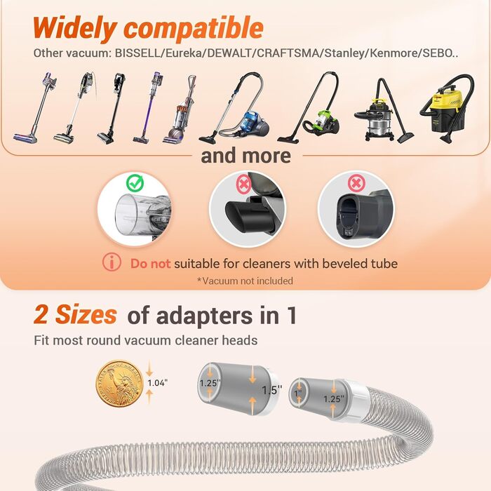 Насадка для пилососа Afloia для шерсті тварин: собака, кіт. Комплект для догляду за тваринами з подовжувачем та адаптером