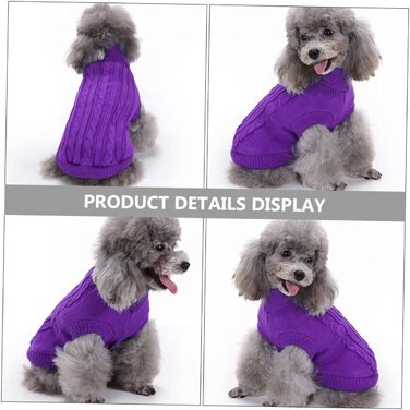 Пов'язка на голову для собак POPETPOP з акрилових волокон, фіолетового кольору, тепла, для зими, миється та повторно використовується, розмір XXXL