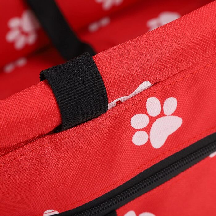 Переноска для тварин з принтом лапок ведмедя, складана переноска для собак з тканини, миється, з ременями безпеки та підтримуючою штангою - комфортна та безпечна для автомобіля та подорожей (сіра штанга з лапками)