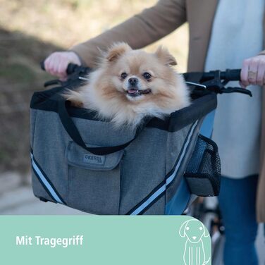 Kerbl Vacation - сумка для собак на велосипед, сіра/блакитна, 38x29x25 см, поліестер, для маленьких собак та котів