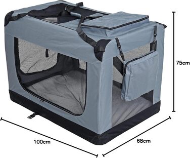 Транспортна переноска для собак та котів ESTEXO, XXXL, сірий колір