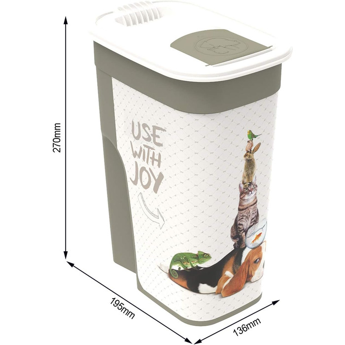 Контейнер для корму Rotho Flo 4.1л з кришкою, харчовий пластик PP, BPA-free, антрацит