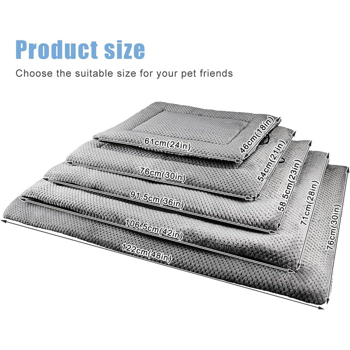 Килимок-ліжко для собак Onarway, середній, миючий, пухнастий, 76 x 54 см, для котів, цуценят, середніх тварин, сірий (76 x 54 x 5 см)