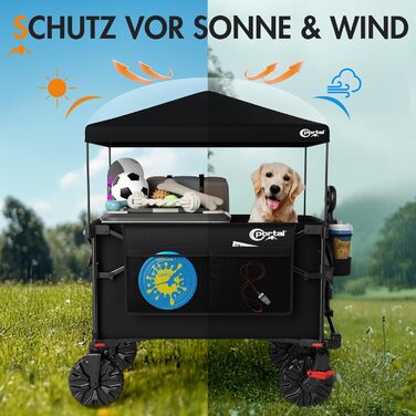 Портал складаний візок для покупок з дахом 350л, 122кг, чорний