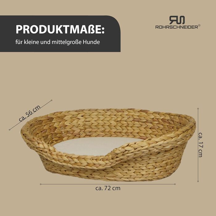 Зручне котяче ліжечко Rohrschneider з подушкою | Гніздо для котів з ротангу | Екологічне котяче ліжко з подушкою | 2 розміри