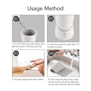 Електричний очищувач лап для собак, автоматичний перезаряджуваний мийник лап для домашніх тварин з регульованим тиском води для ретельного очищення