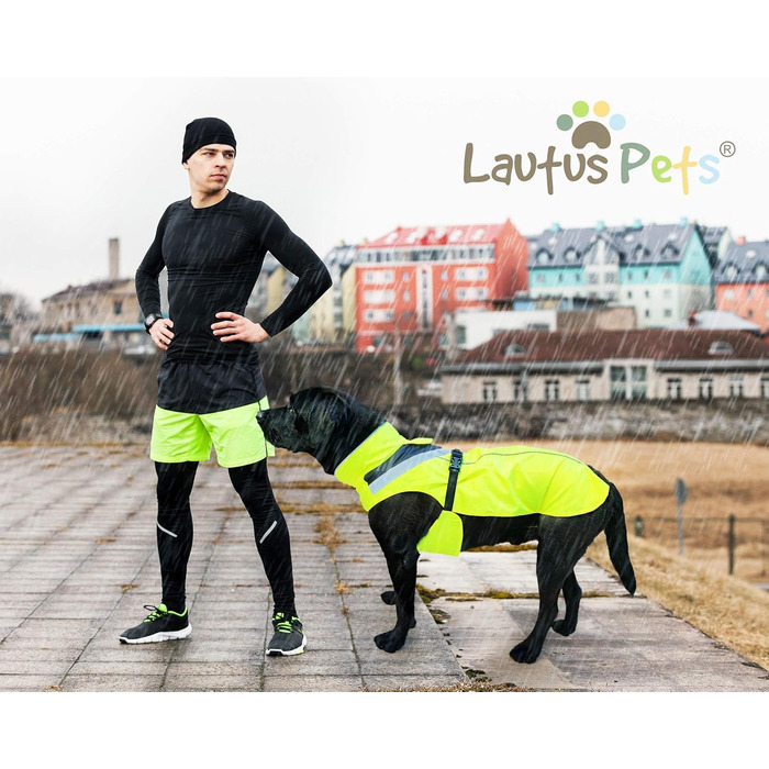Дощовик для собак Lautus Pets, жовтий, водонепроникний, з отвором для шлейки (L)