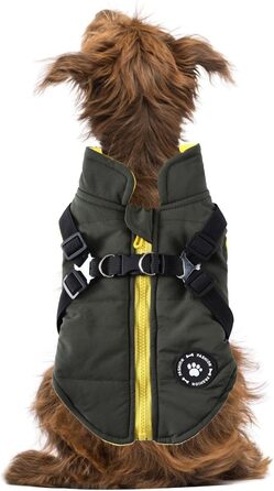 Водонепроникна куртка для собак з повідком та D-подібними кільцями - тепла сорочка для собак, маленька одяг для собак (зелена, XS)