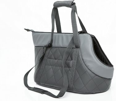 Сумка-переноска для собак і котів з штучної шкіри - переноска для маленьких тварин до 5 кг - сіра, 25 x 50 x 27 см