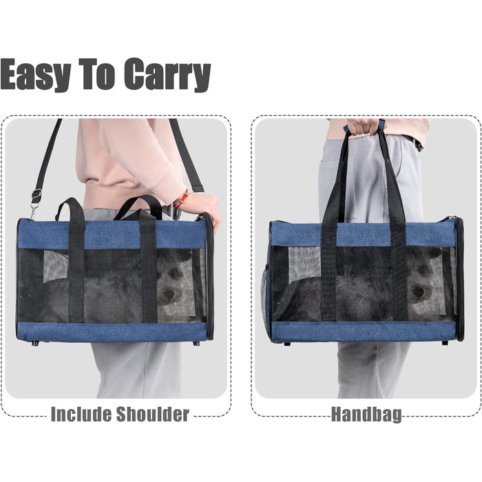 Транспортна переноска для собак та котів HITSLAM, складана, для подорожей, зелена/блакитна (M)