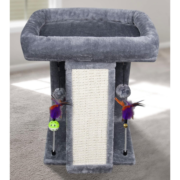 Кігтеточка TWDEPART для котів, активний комплекс, кімнатні меблі для котів з іграшками, сіра