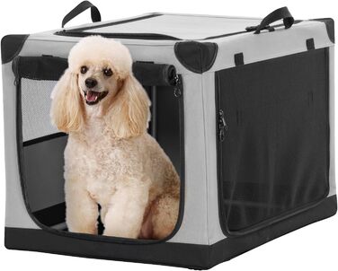 Транспортна переноска для собак Petsfit, складана, сіра, для великих, середніх та маленьких собак