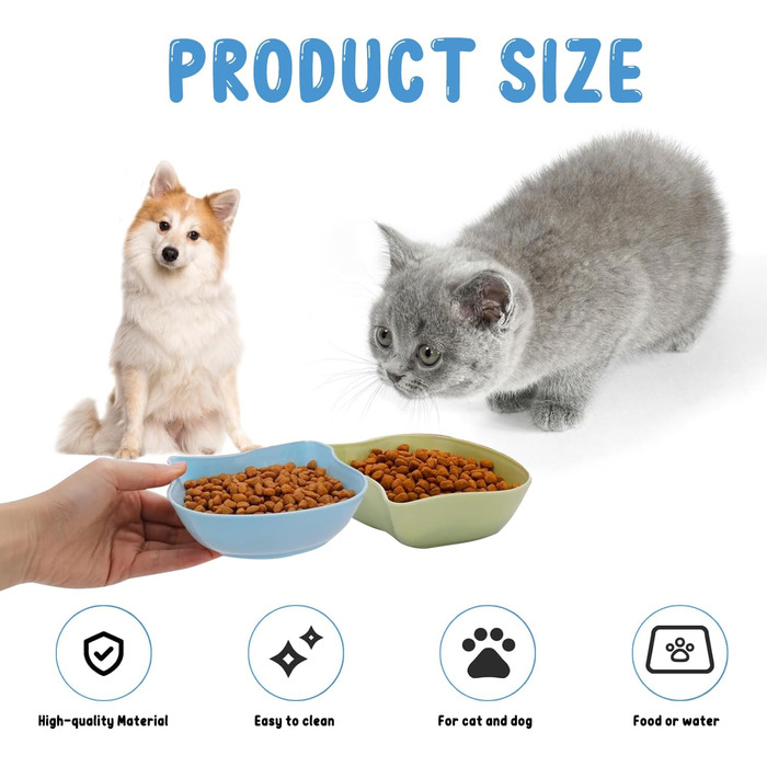 Набір мисок для котів (6 шт.), неслизькі миски для їжі та води, довговічні та легко миються
