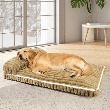 Комфортне ліжко для собак великих порід, знімний та пральний чохол, плюшеве ліжко Deluxe для клітки, неслизька підстилка для тварин, матрац для собачої будки (X-Large, Коричневий)