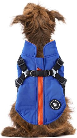 Водонепроникна куртка для собак з шлейкою та D-посиланнями, тепла зимова куртка для собак, Wepen, блакитна, розмір S