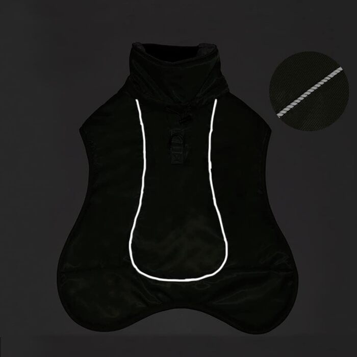 Водонепроникна тепла куртка для собак великих та середніх порід, зимова, з отвором для шлейки, світловідбиваючі смуги, зелена, 6XL