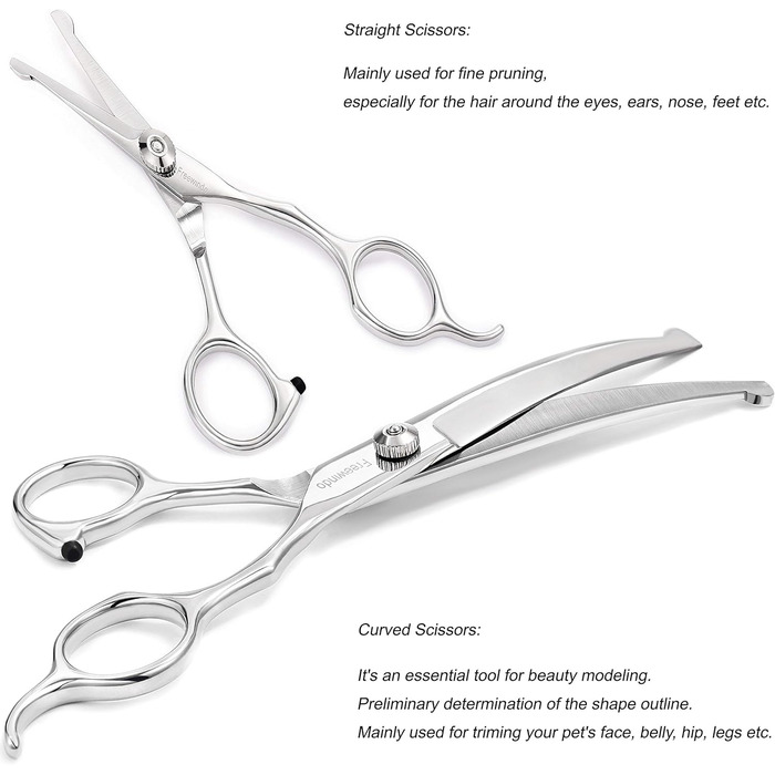 Ножиці для собак Freewindo, професійні, з округлою кінчиком, з нержавіючої сталі, для грумінгу всього тіла
