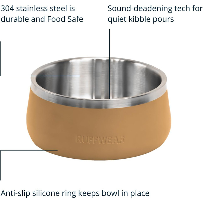 Нічна миска для собак Ruffwear Basecamp Napf з нержавіючої сталі, легка та портативна для ласощів, корму та води, неслизька, придатна для миття в посудомийній машині та витокостійка