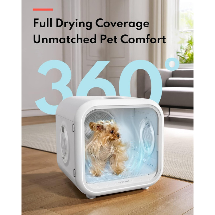 Haustiertrockner HomeRunPet Drybo Plus: Безшумний, автоматичний фен для собак та котів (50л, білий)