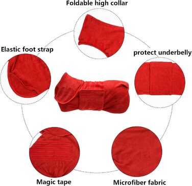 Рушник для собак Geyecete з мікрофібри, рушник для собак, що швидко сохне, для собак середніх розмірів, червоний, L