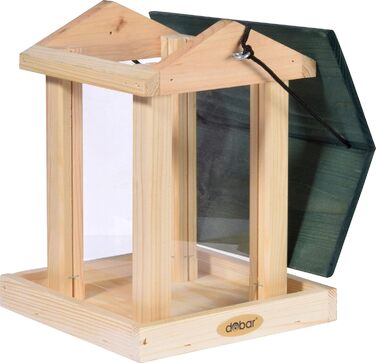Годівниця для птахів Dobar® 21097e з шиферним дахом, з масиву дерева, велика годівниця, зелена