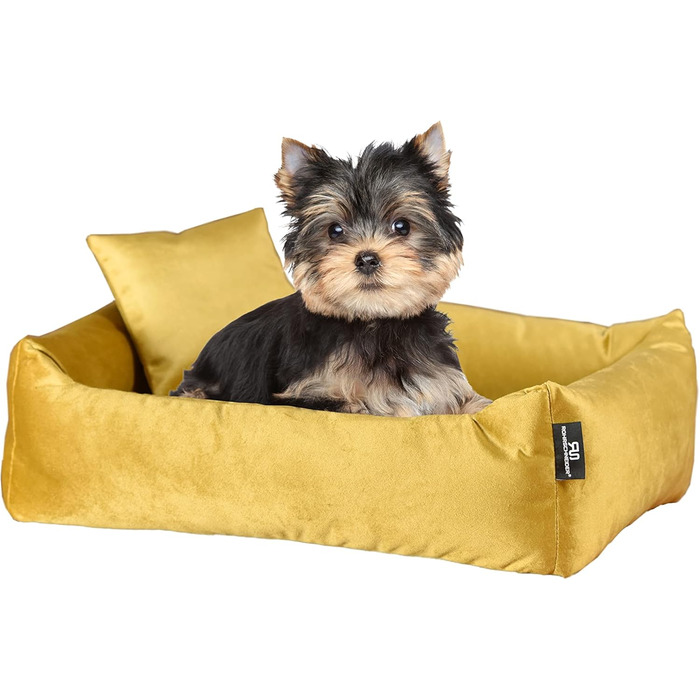 М'яке та зручне ліжко для собак Roé - ліжко-печеринка для маленьких собак, включає пакетики для збору відходів (S, гірчичний)