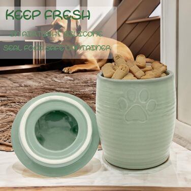 Контейнер для собачих ласощів NIXBYO, зелений, кераміка, герметичний, для зберігання