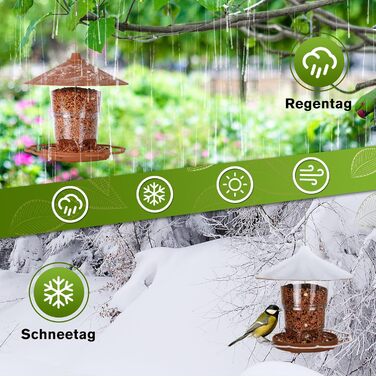 Кормушка для птахів на підвіску, 820 мл, складана, вологостійка, пластикова, для балкона та саду (колір: коричневий)