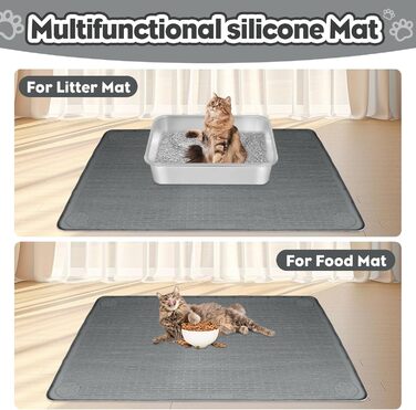 Килимок для котячого туалету Bartuke Katzenklo Matte, великий розмір 101 x 71 см, силіконовий, для контролю розсипання, м'який для лап котів, легко миється (Зелений)