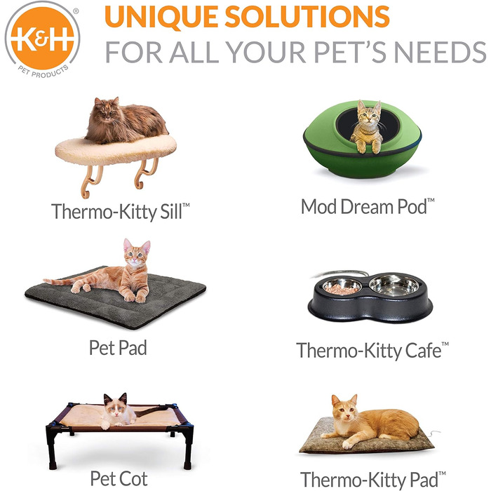 K&H Pet Products Термобудиночок для котів, утеплений, водонепроникний, з підігрівом, для вулиці, знімний чохол, безпечний, малий, 53,3×35,6×33 см, сірий