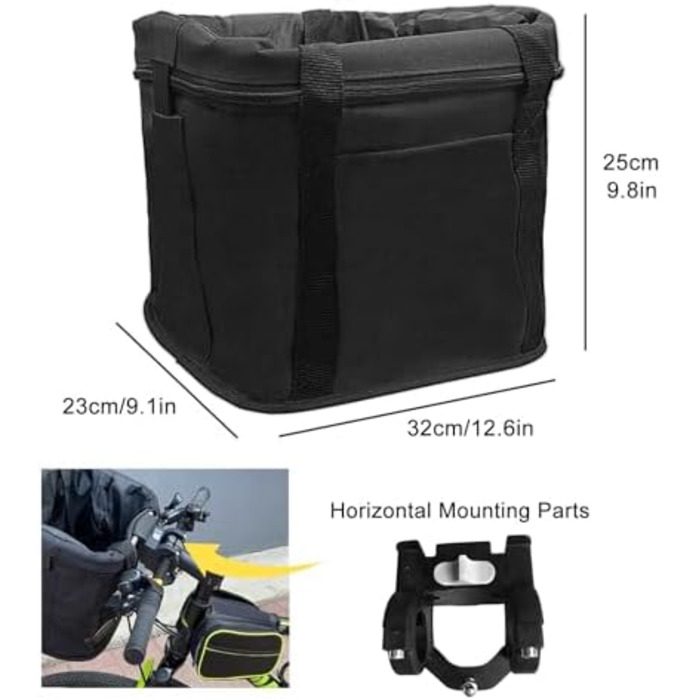 Складаний велосипедний кошик для тварин, знімний кріплення на кермо, для собак та котів, швидке кріплення, чорний