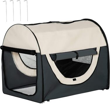 PawHut переносна переносна клітка для собак, транспортна коробка для тварин, 5 розмірів (темно-сірий, L)