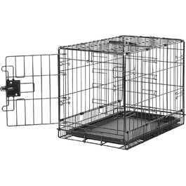 Складана металева клітка для собак Amazon Basics з піддоном, чорна, 56x33x40 см, одні двері