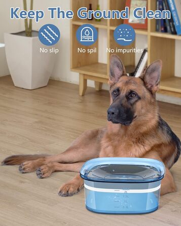 Миска для собак PETTOM, 3L, анти-сальна, проти протікання, для дому та вулиці (блакитна)