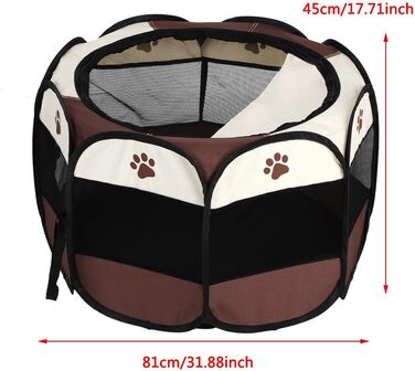 Ігровий вольєр для тварин Garosa, розкладний вольєр для собак/котів/кроликів, сітчаста конструкція, намет для ігор (колір кава)