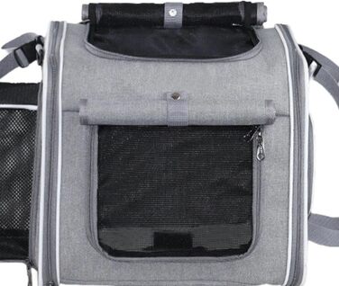 Велосипедний кошик для собак, розширюваний, складний, переноска для тварин на велосипед, водонепроникний Softshell, 4 двері, 4 сітчасті вікна, переноска для котів та собак до 8 кг, легкий (Сірий)