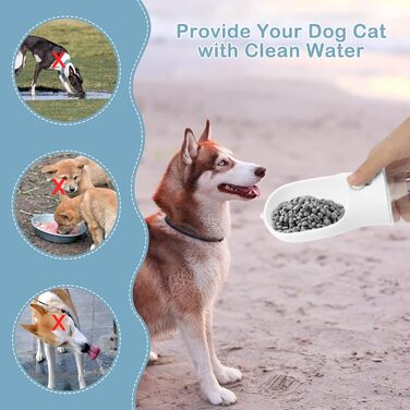 Травельна пляшка для тварин JOPHEK 300мл з фільтром, біла. Без витоку, для собак та котів. Ідеально для прогулянок, подорожей та кемпінгу.