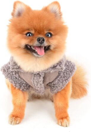 Тепла куртка для собак та котів SMALLLEE_LUCKY_STORE з флісовою підкладкою, зимовий одяг з кільцем D, для маленьких собак, чихуахуа, йоркширських терьєрів, тепла куртка сірого кольору, розмір L