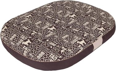Кругла лежанка для собак Oval - лежанка для маленьких, середніх та великих собак. Міцна, водонепроникна, з м'якою піною, для дому та на вулицю, 70x50x15 см (XL: 108x85x15 см), коричнева з візерунком
