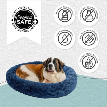 Лежак для котів і собак Best Friends by Sheri Calming Donut XL, штучне хутро, морський синій, 45x45 см