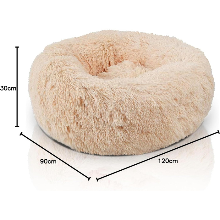 DEFACTO Лежанка для собак, м'який лежак для тварин з льонова текстури, лежанка-кошик, підняті бортики, неслизьке дно, діаметр (L - 70x70 см, Бежевий)