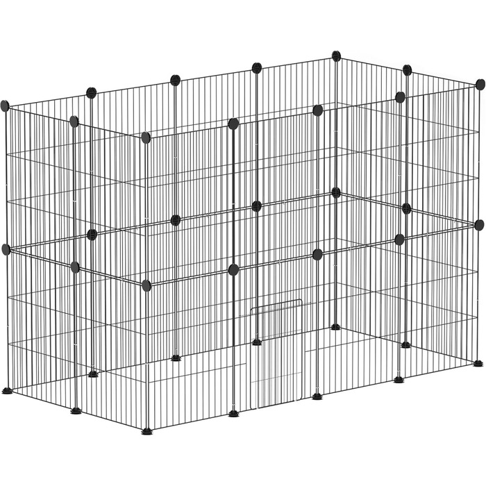 Клітка для кроликів та морських свинок PawHut, вольєр для дрібних тварин, вольєр для вигулу, сталева клітка, чорний колір, 120 x 60 x 80 см