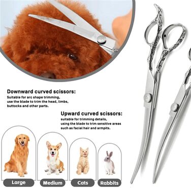 Професійна вигнута ножиця для грумінгу собак та котів з нержавіючої сталі 440C (7.5 дюймів)