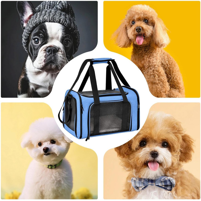 Транспортувальна переноска для котів та маленьких собак, складана, для подорожей (блакитна)