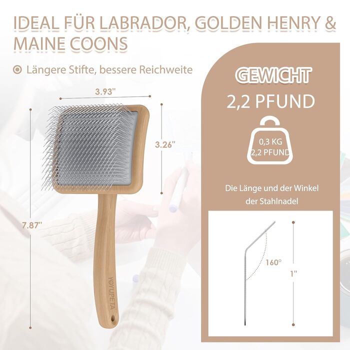 Набір для грумінгу собак та котів YOYUPETA: щітка Slicker, гребінець для розплутування та металева гребінець – для догляду за довгою шерстю, видалення підшерстка та запобігання ковтунам