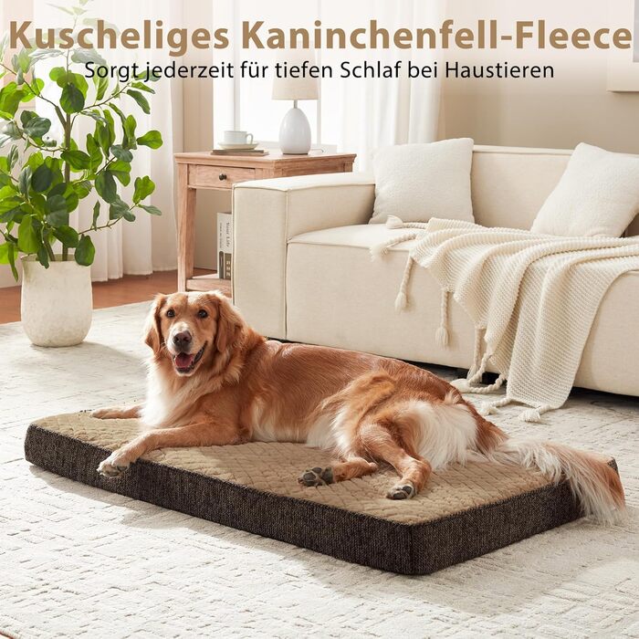 Ортопедичне ліжко для собак JOEJOY, маленьких порід, з м'якою підстилкою, неслизьке дно, 61x43x9 см (Колір: Коричневий)